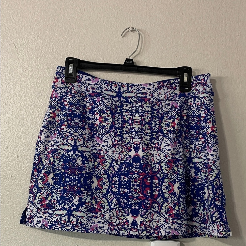 Tranquility by Colorado Clothing Blue and Pink Patterned Mini Skirt